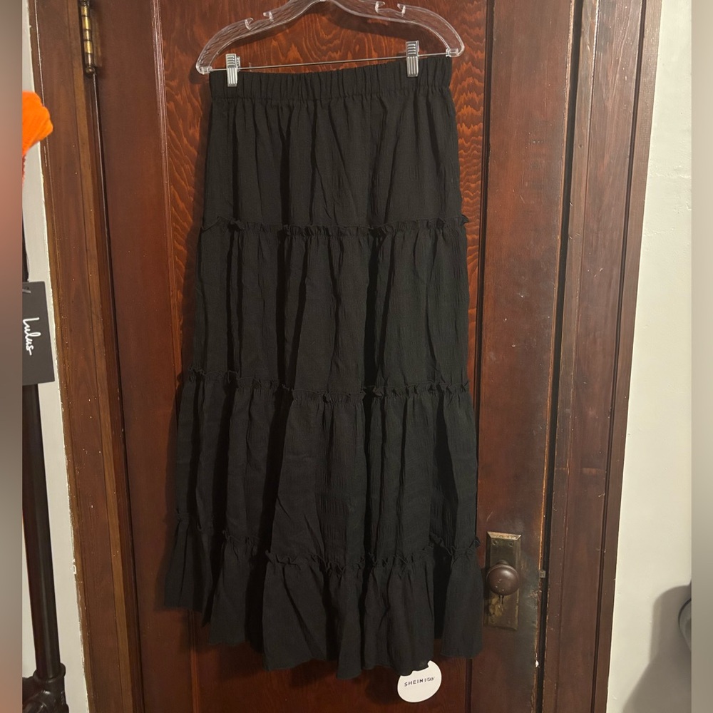 NWT Black Tiered Maxi Skirt